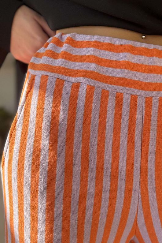 Shoreditch Stripe Lounge Flare Trouser Aperol & Lilac 